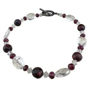 Beaded Bracelet‎ Red Garnet Quartz Handmade Toggle Clasp Jewelry